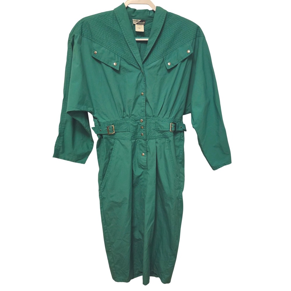 Sunshine Starshine Vintage‎ Emerald Green Skirted Jumpsuit Womens Size 10